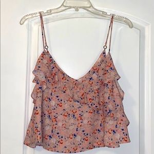 TopShop crop pink floral tank top